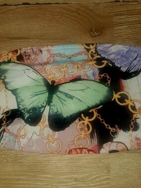 Julia By Love J Multicolor Butterfly & Chain Print Cropped Tube Top